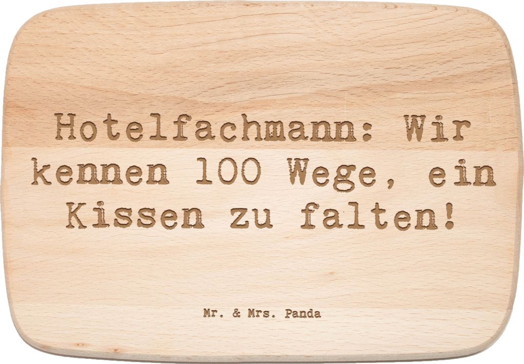 Mr. & Mrs. Panda Schneidebrett Holz Spruch Hotelfachmann Kissen - Transparent - Geschenk, Holzbrett, Kissenfalten, massivholzbrett, Frühstücksbre...