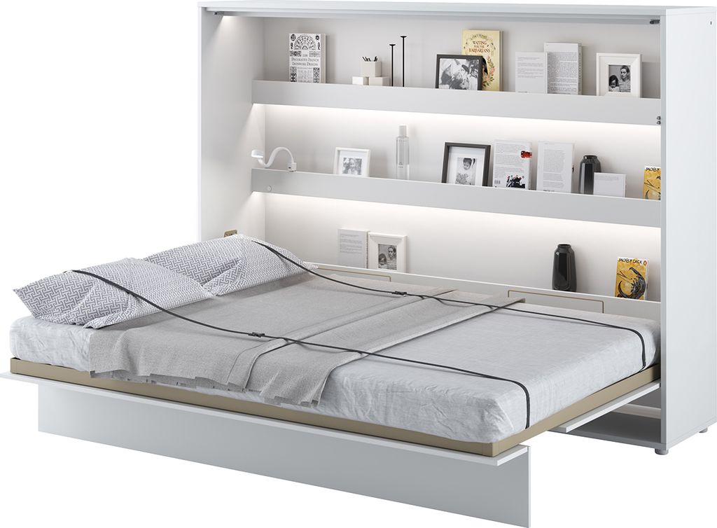 MEBLINI Schrankbett Bed Concept - Wandbett mit Lattenrost - Klappbett mit Schrank - Wandklappbett - Murphy Bed - Bettschrank - BC-04 - 140x200cm Ho...