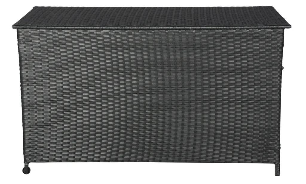Coffre à coussins noir mobile Lamar avec roulettes intégrées 290L
