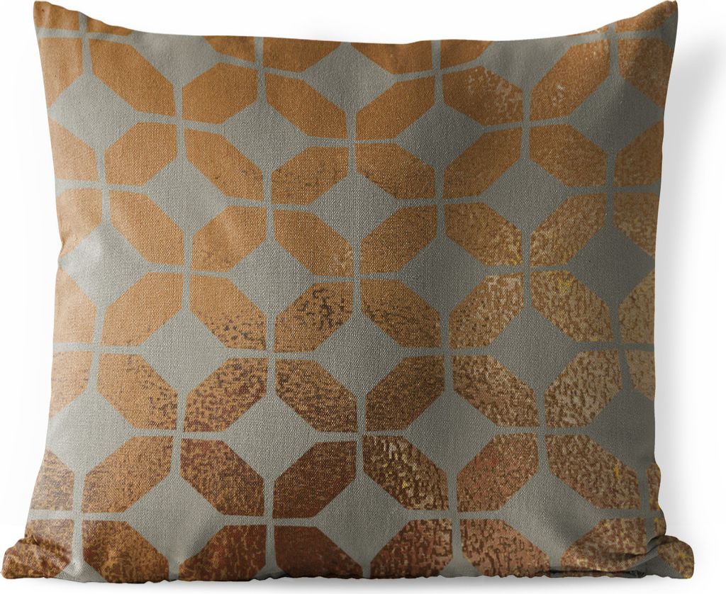 MuchoWow Outdoor Kissen - Muster - Gold - Luxus - Grau - 50x50 cm - Wetterfest - Lounge Kissen - Komfortabel - Kissen mit Bild