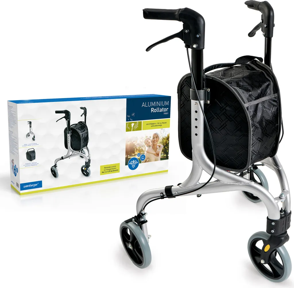 Aide à la marche maniable pour senior : Rollator 3 roues pliable