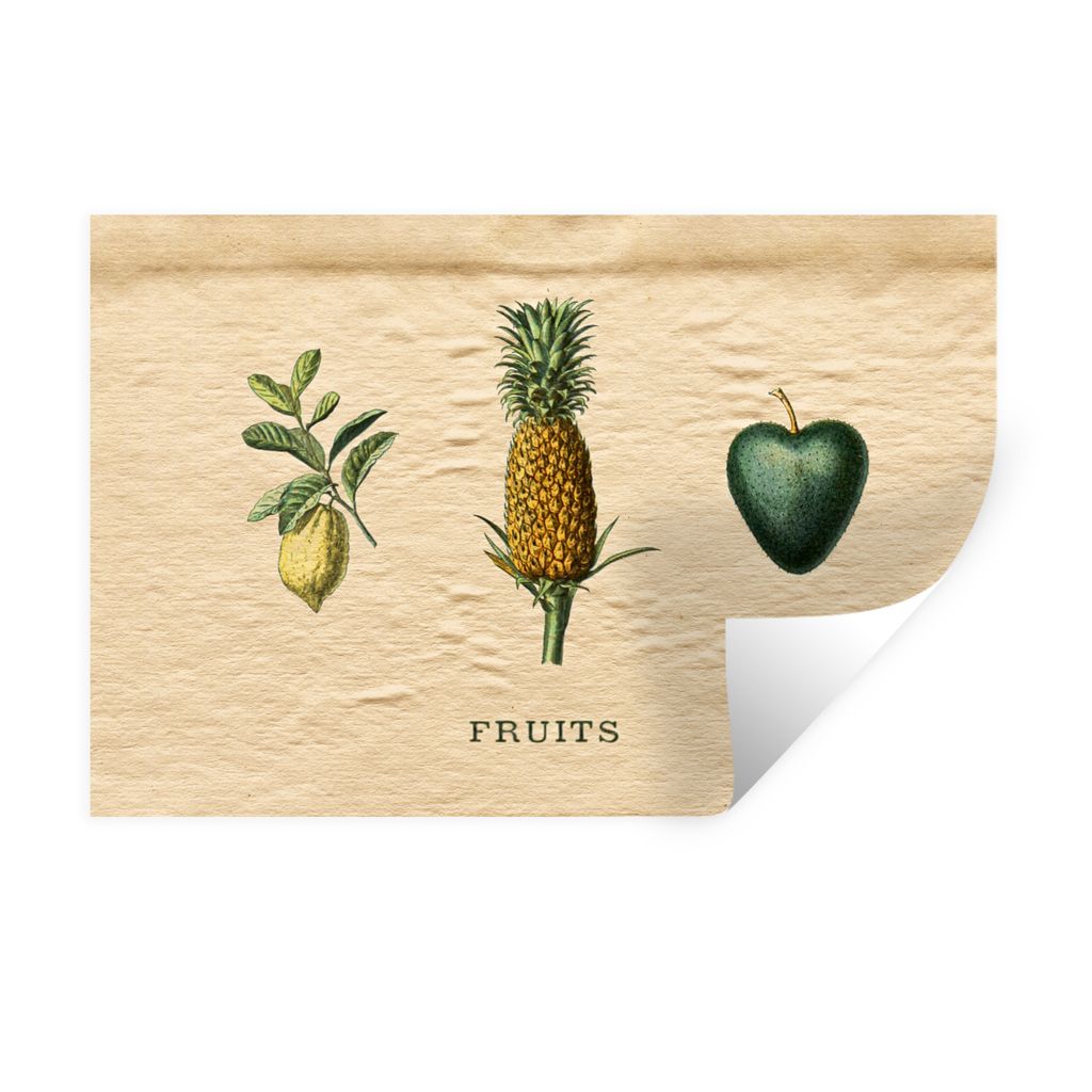 MuchoWow Wandtattoo Wandsticker Wandaufkleber Obst - Lebensmittel - Ananas 60x40 cm Selbstklebend und Repositionierbar - Wierderverwendbar - Selb...