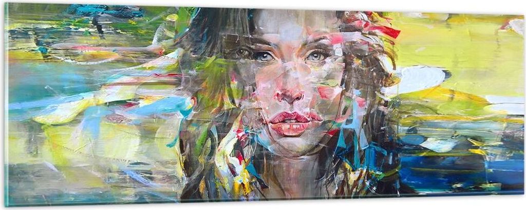 Bilder auf glas - frau modern - 90x30cm - Glasbilder - Wandbilder - Bilder - Kunstdruck - zum Aufhängen bereit - Wanddekoration aus Glas - Glas Bi...