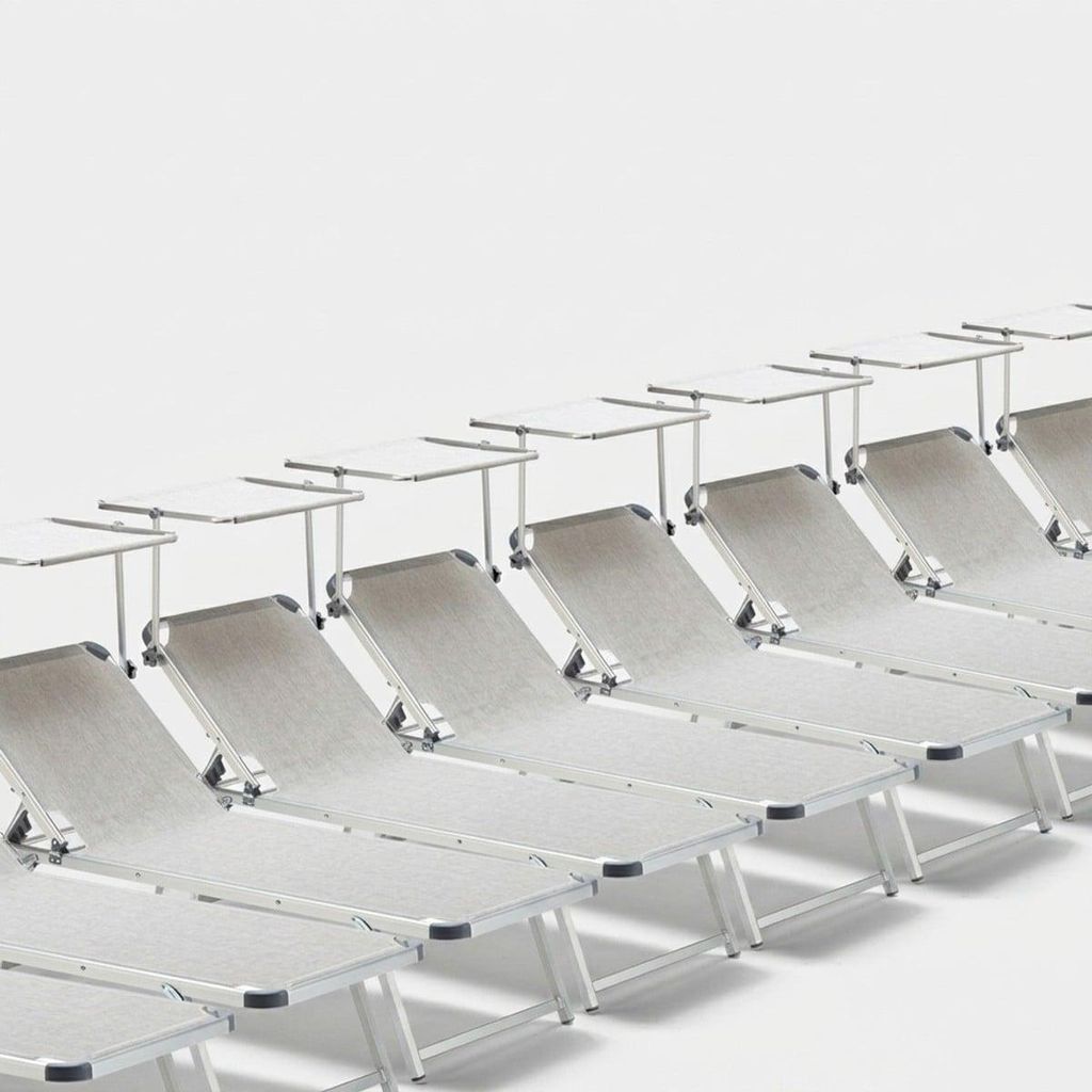 20er Set Nettuno Aluminium Sonnenliegen mit verstellbarem Sonnendach - Grau