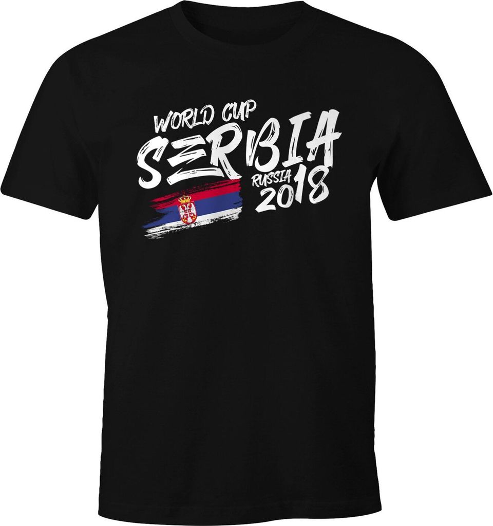 Herren T-Shirt Serbien Serbia Fan-Shirt WM 2018 Fußball Weltmeisterschaft Moonworks schwarz 4XL