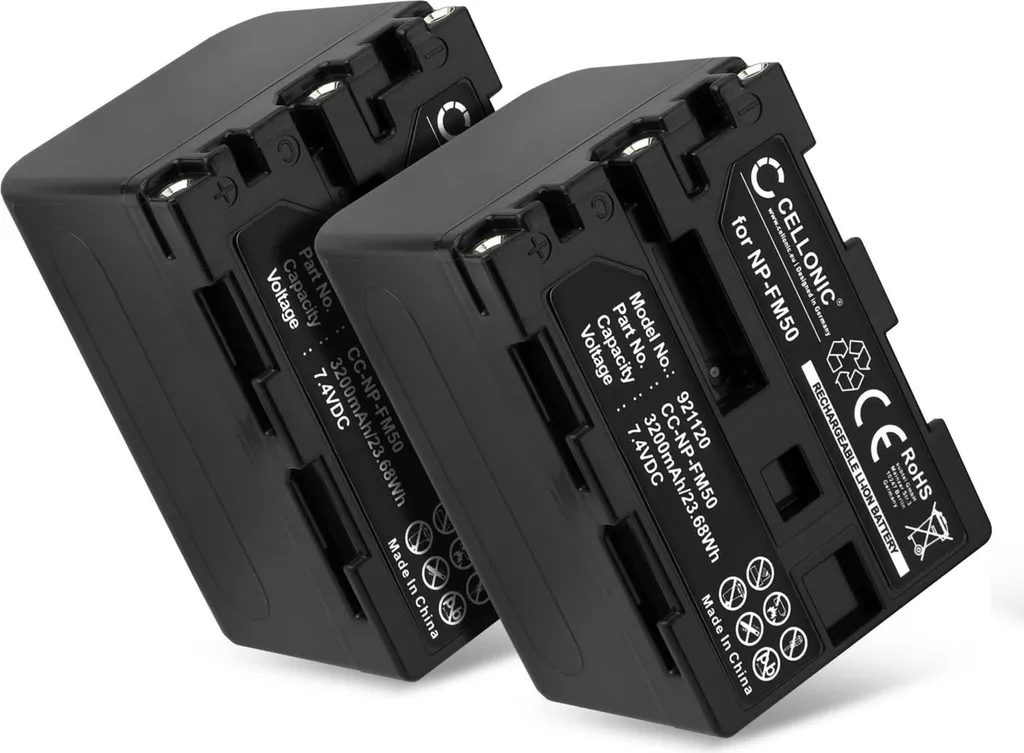 Batteria Sony NP-FM50 CELLONIC 2 Pezzi per Videocamere Handycam 3200mAh