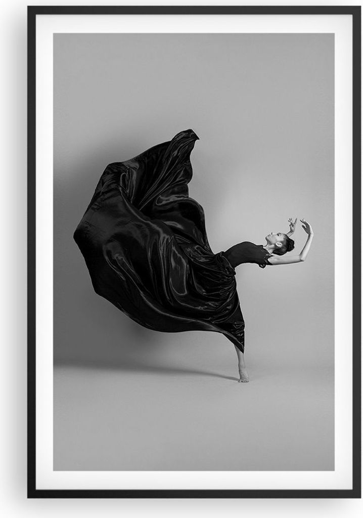 Gerahmtes Poster - Schwarzer Rahmen - Tanz Schwarz Kleid - 61x91,5 cm - Wand Bild - Wanddeko - Wandbilder - Kunstposter - Wandposter - Bilderrahmen...