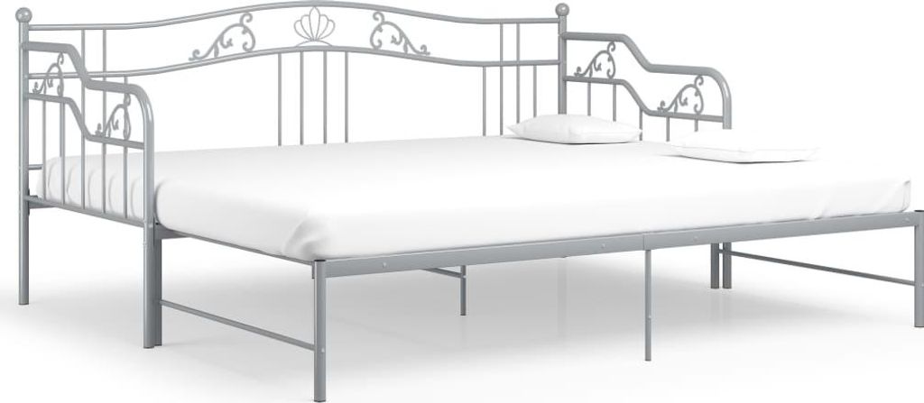 vidaXL Ausziehsofa Bettgestell Grau Metall 90x200 cm Produktbild 