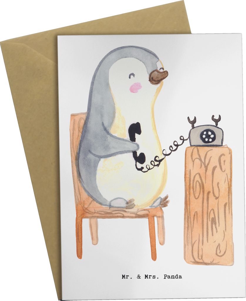 Mr. & Mrs. Panda Grußkarte Sekretär Herz - Weiß - Geschenk, weihnachtskarten, valentinstagskarte, Grußkarten, hochzeitskarten, einladungskarten...