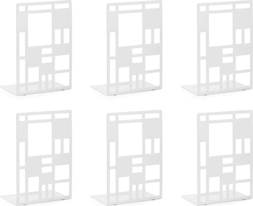INNOPLUS Serre-livres métal blanc 3 paires - Support livres robuste