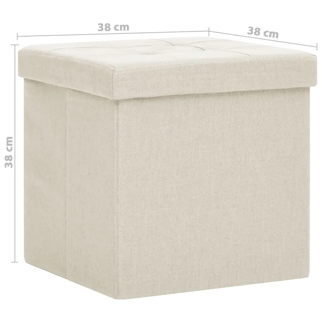 vidaXL Tabouret avec Espace de Rangement Blanc Crème Aspect Lin - 9