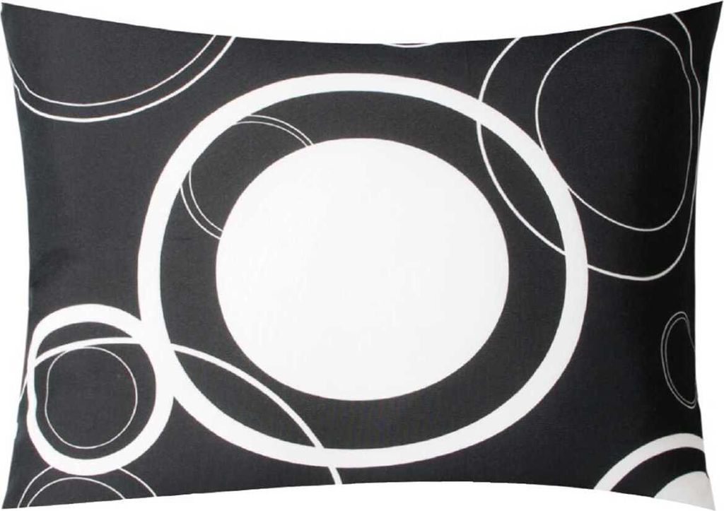 Kissenhülle in der Größe ca. 30x50 cm, Farbe: Schwarz mit weißen Kreisen