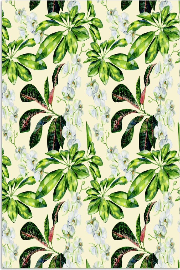 MuchoWow Poster Vintage - Blätter - Grün 120x180 cm - Kunstposter