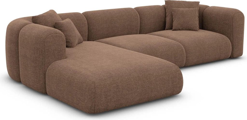 Strukturstoff L-Form Sofa Belio Braun Links