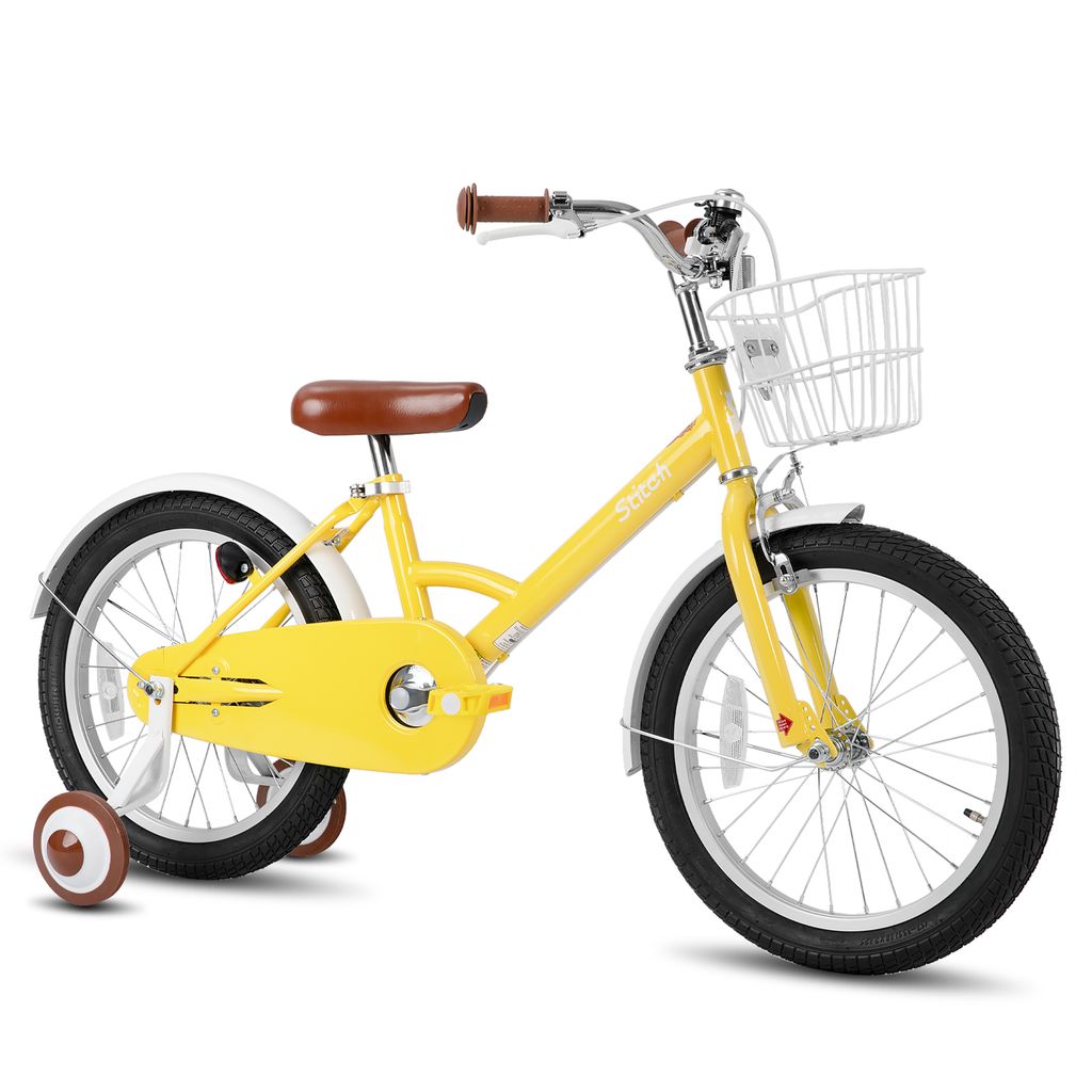 STITCH 18 Zoll Kinderfahrrad Mit Doppelte Felgenbremsen vorne und hinten Stützräder Schutzbleche Korb Geeignet für Kinder im Alter von 3-8 Jahre...