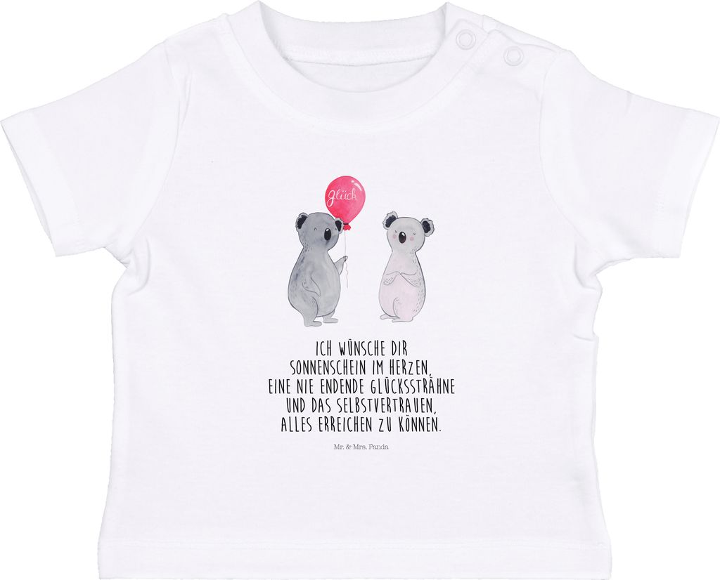 Mr. & Mrs. Panda T-Shirt Koala Luftballon 0. - 6. Monat - Weiß - Geschenk, Geburtstag, Öko Baby, Kinder Oberteil, Party, Babyshirt, Kurzarmshirt,...