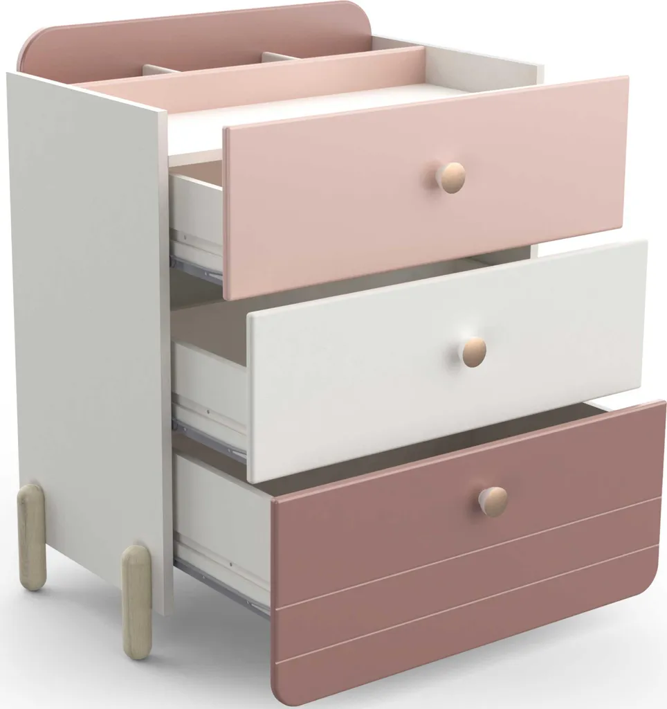 Meuble de rangement bicolore Janne : commode enfant rose et blanche - 3