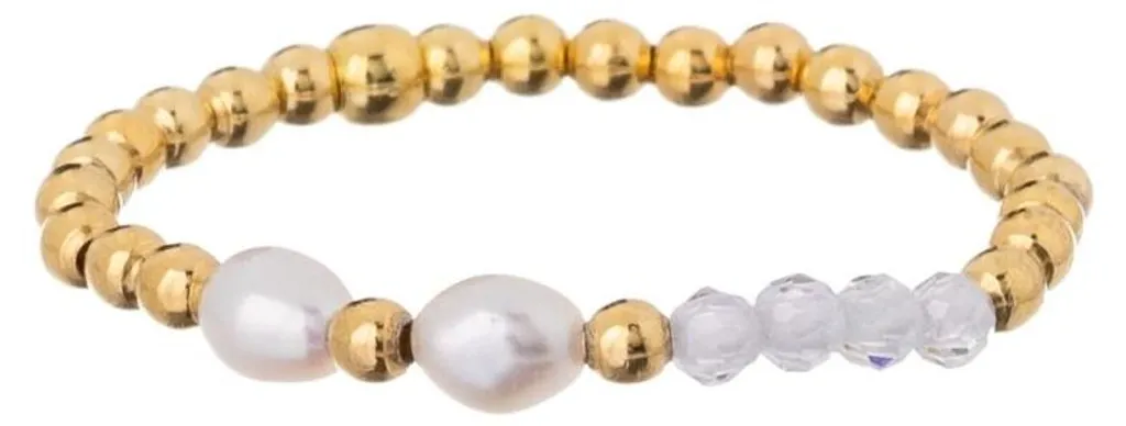 Bague perle véritable et anneau plaqué or AL4815-Oro pour femme 53mm
