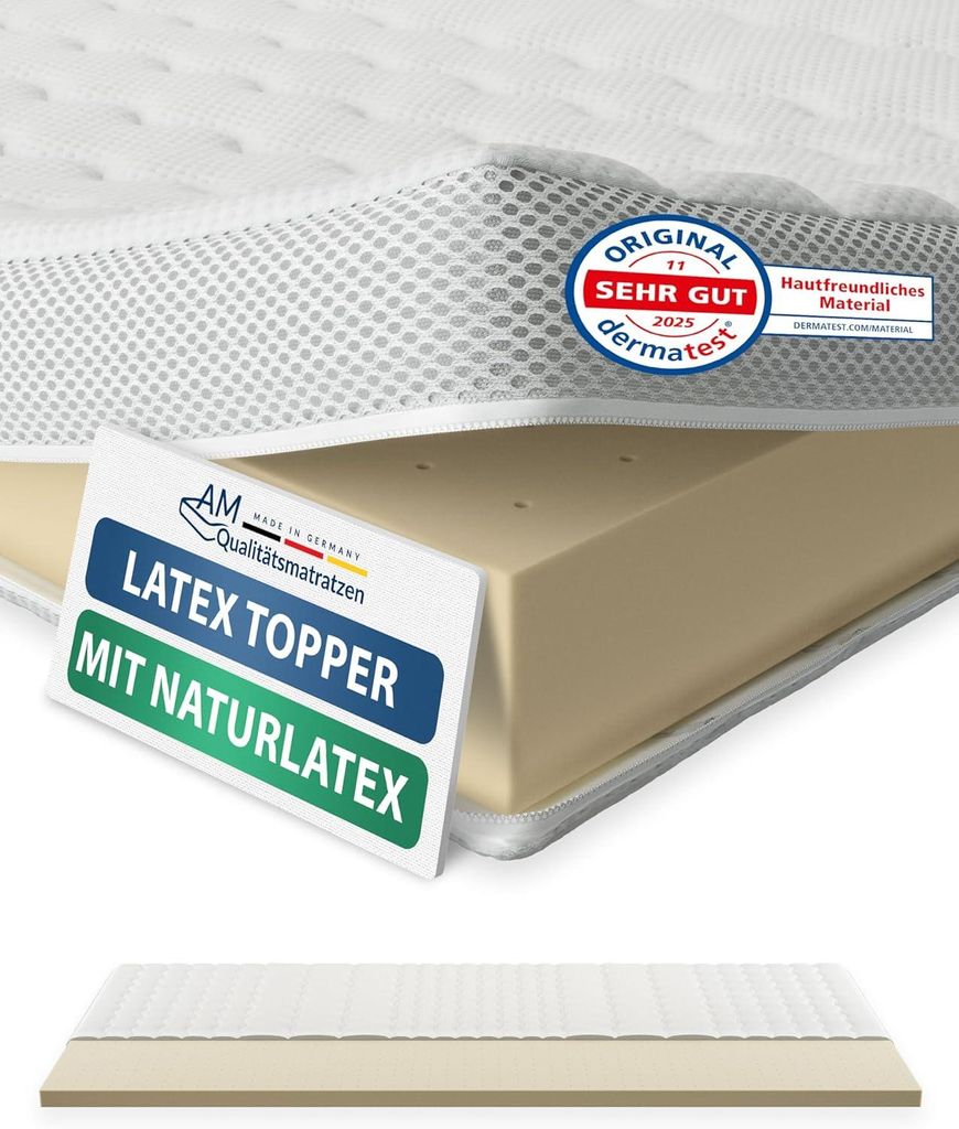 AM Qualitätsmatratzen | Premium Latex-Topper | 140x200 cm | Produktbild 