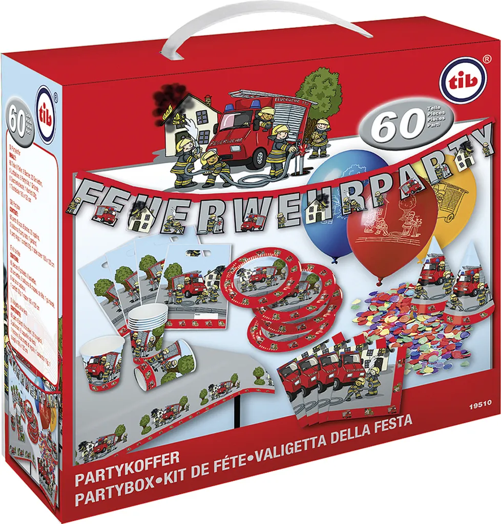 TIB HEYNE Coffret de fête Pompiers 60 pièces pour anniversaire enfant