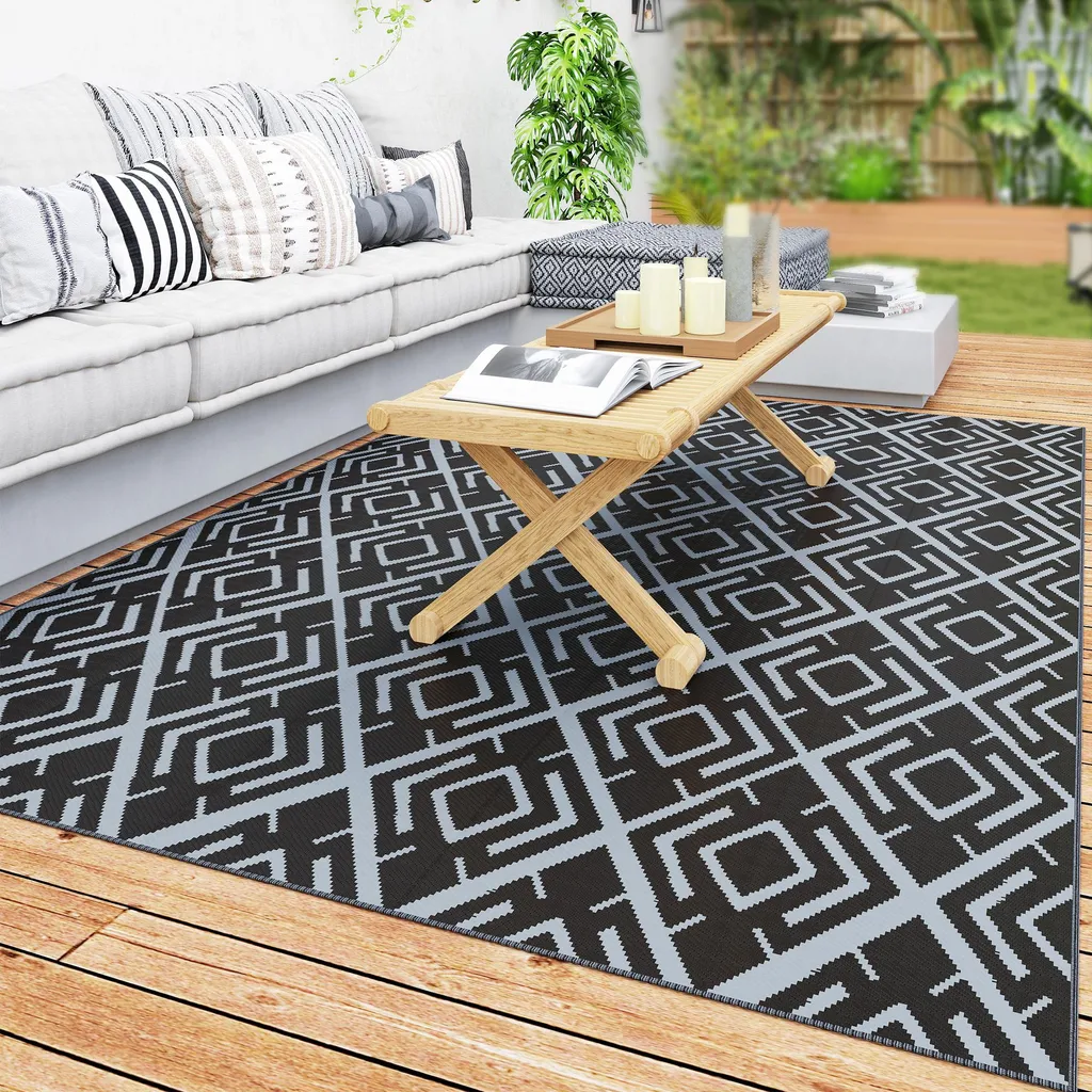 Tapis Terrasse Durable et Lavable - Solution Sol Anti-Taches 1,8x2,7 m