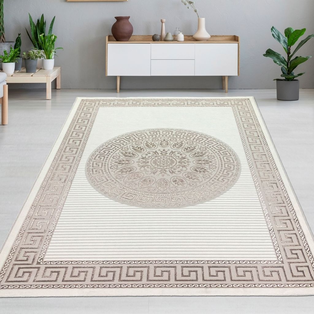 Teppich mit orientalischem Flair | | weiß beige Größe - 100 x 200 cm