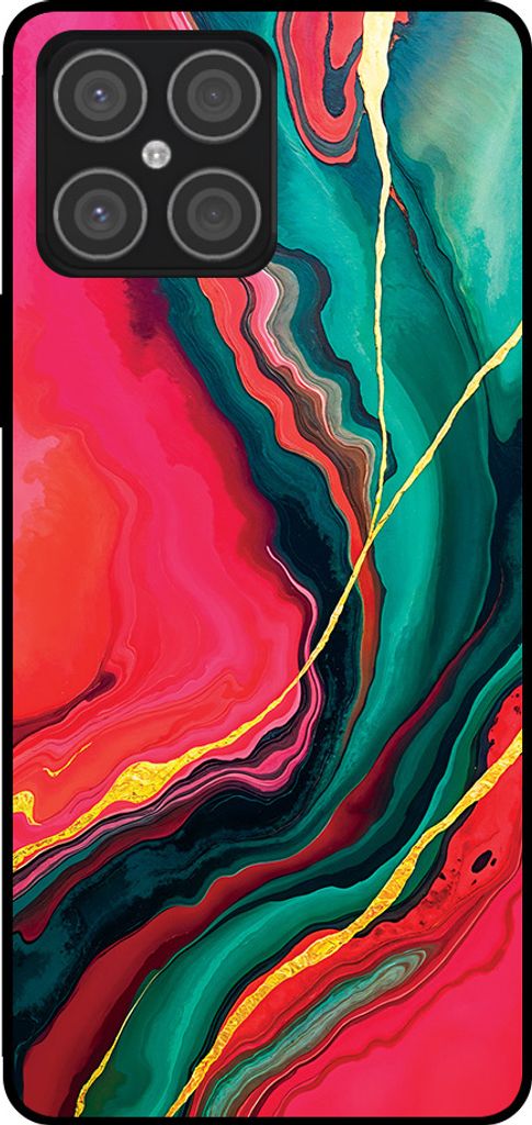 Smartphonica Telefon Fall geeignet für Huawei Honor X8 4G mit roten grünen Marmor Print - TPU Backcover Fall rot grünen Marmor Design