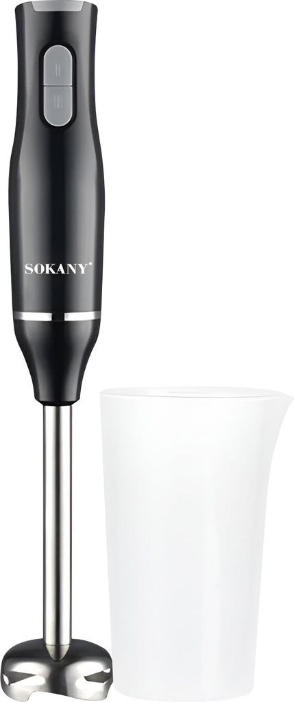 Sokany, Stabmixer 400W 2-Stufen Edelstahl inkl. Becher, Schwarz