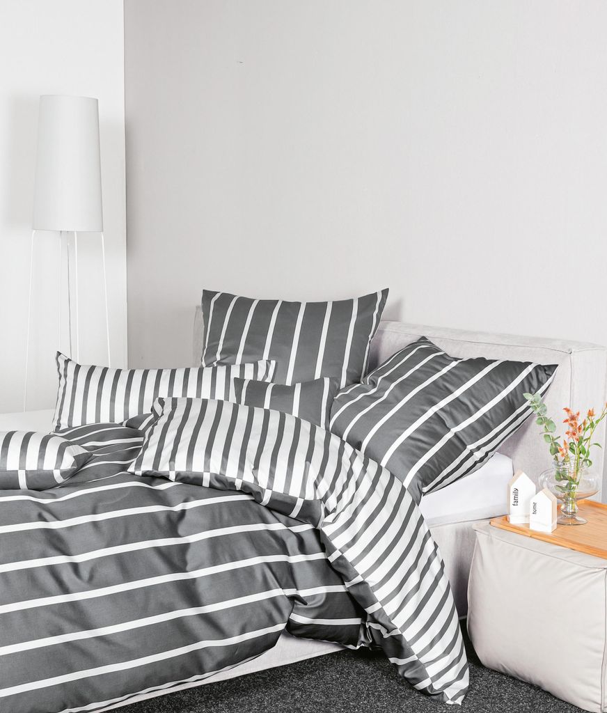 Janine Design Mako-Satin-Bettwäsche-Garnitur 39028 modernclassic Farbe anthrazit Größe 155x200+80x80