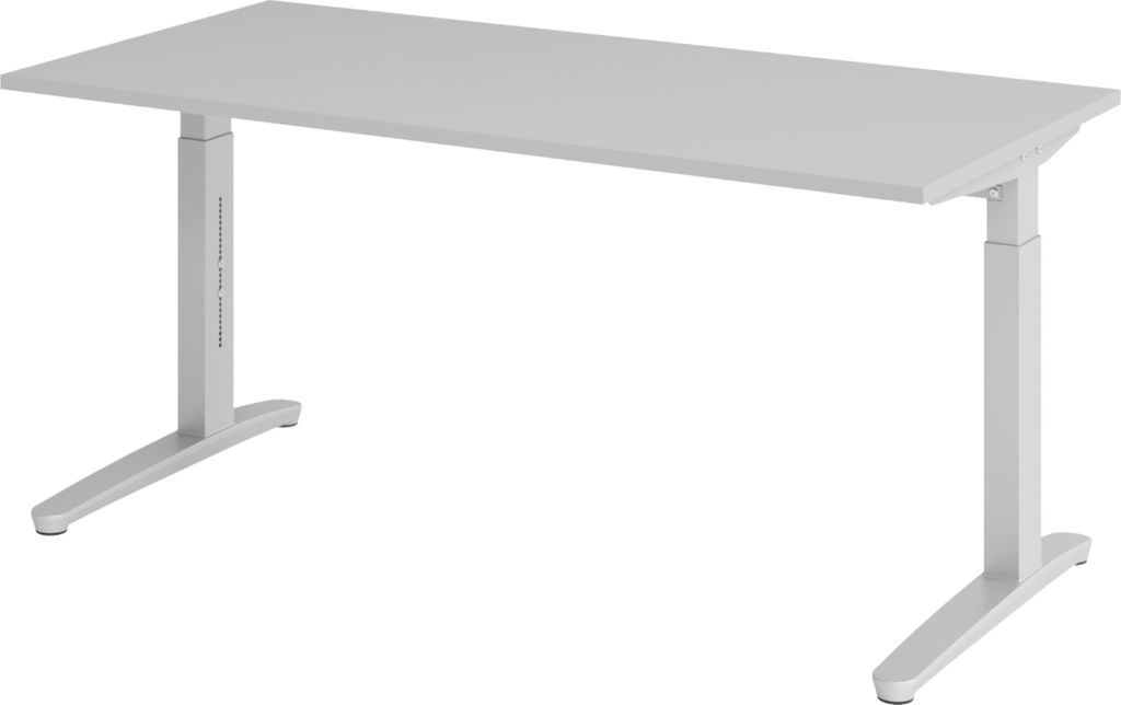 bümö Schreibtisch Serie-XB - Gestell: Silber, Größe: 160 x 80 cm, Nachbildung: Grau