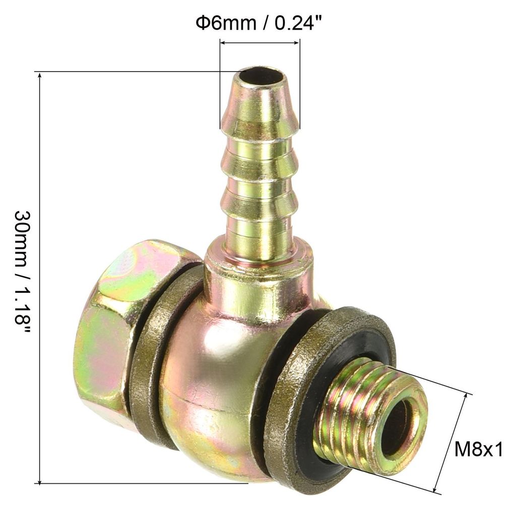Schlauch Stachel Anschluss Ellenbogen 6mm M8x1 Au?engewinde Kohlenstoffstahl Rohr Adapter Anschlš¹sse Ersatz fš¹r Luft Wasser Heiz?l Goldton