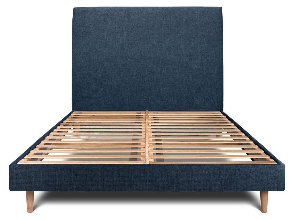 Bett mit Kopfteil – Korbgeflecht-Canvas-Stoff - 150 x 190 cm