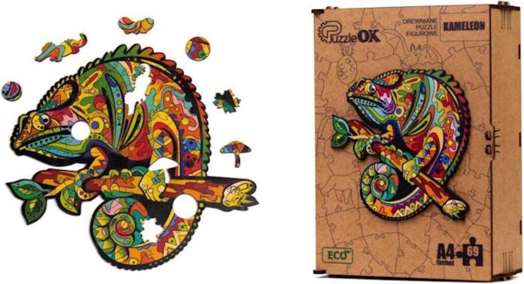 Holzpuzzle Chamäleonpuzzle Buntes Puzzleset A4 Dekoration Puza4-01746