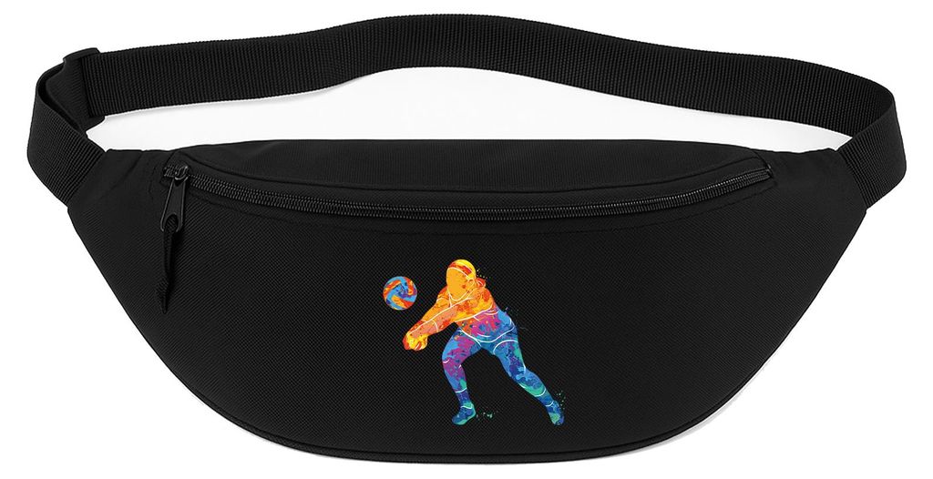 Huuraa Bauchtasche Volleyballerin bunte Silhouette 2,5 Liter Black Polyester Crossbody Bag Geschenkidee