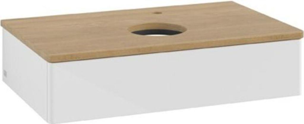 V&B Waschtischunterschrank ohne Frontstruktur Antao 80x19x50cm, HL, WBP hon. Oa, glo wh. Lac