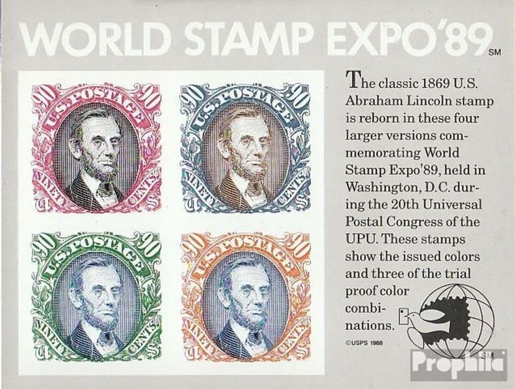 Briefmarken USA 1989 Mi Block21 (kompl.Ausg.) postfrisch Briefmarkenausstellung