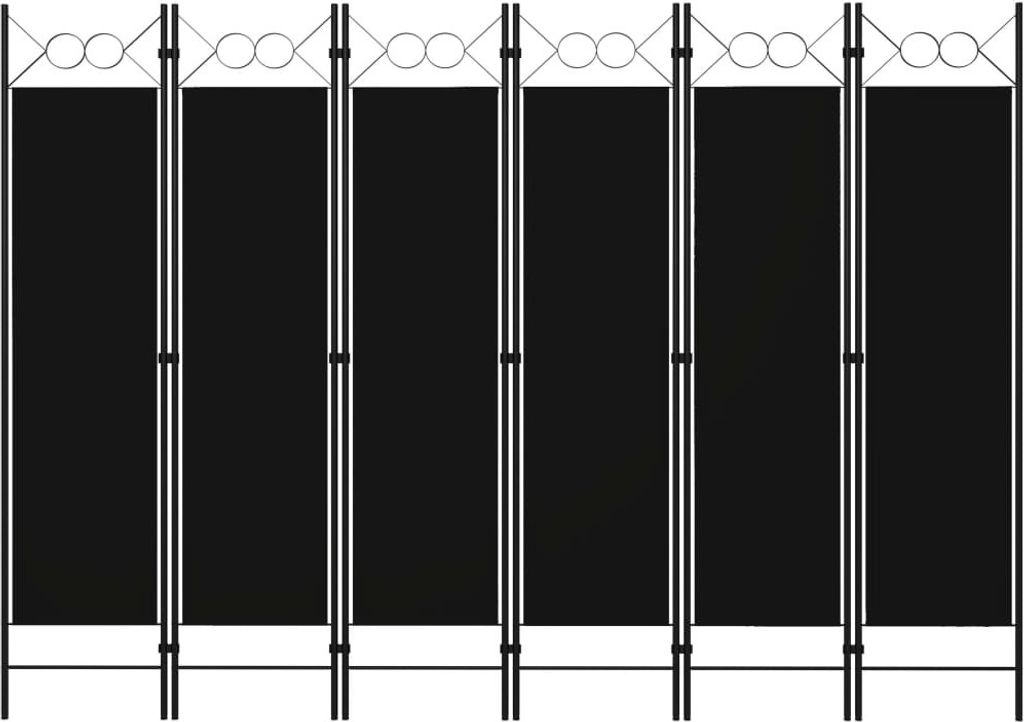 6-tlg. Raumteiler Schwarz 240 x 180 cm