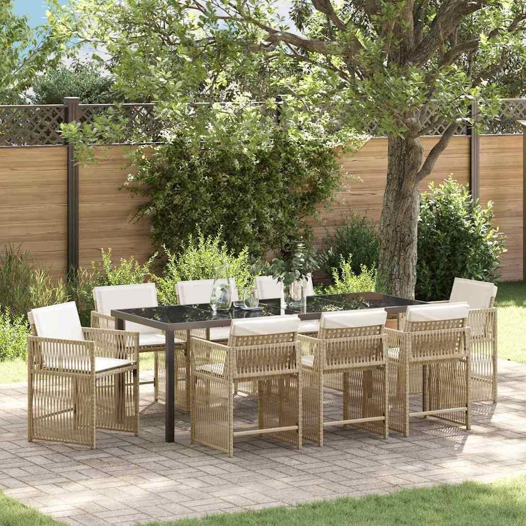 Maison Exclusive - Garten Essgruppe 9 pcs Beige Poly-Rattan