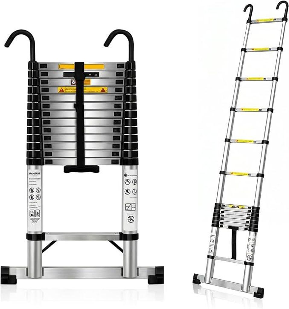6,3 meter telescoopladder met verstevigde haken, extra lang Productafbeelding 