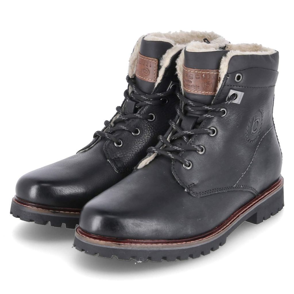 Bugatti Herren Schnürboots/ Winterstiefeletten Schwarz Glattleder Größe: 46