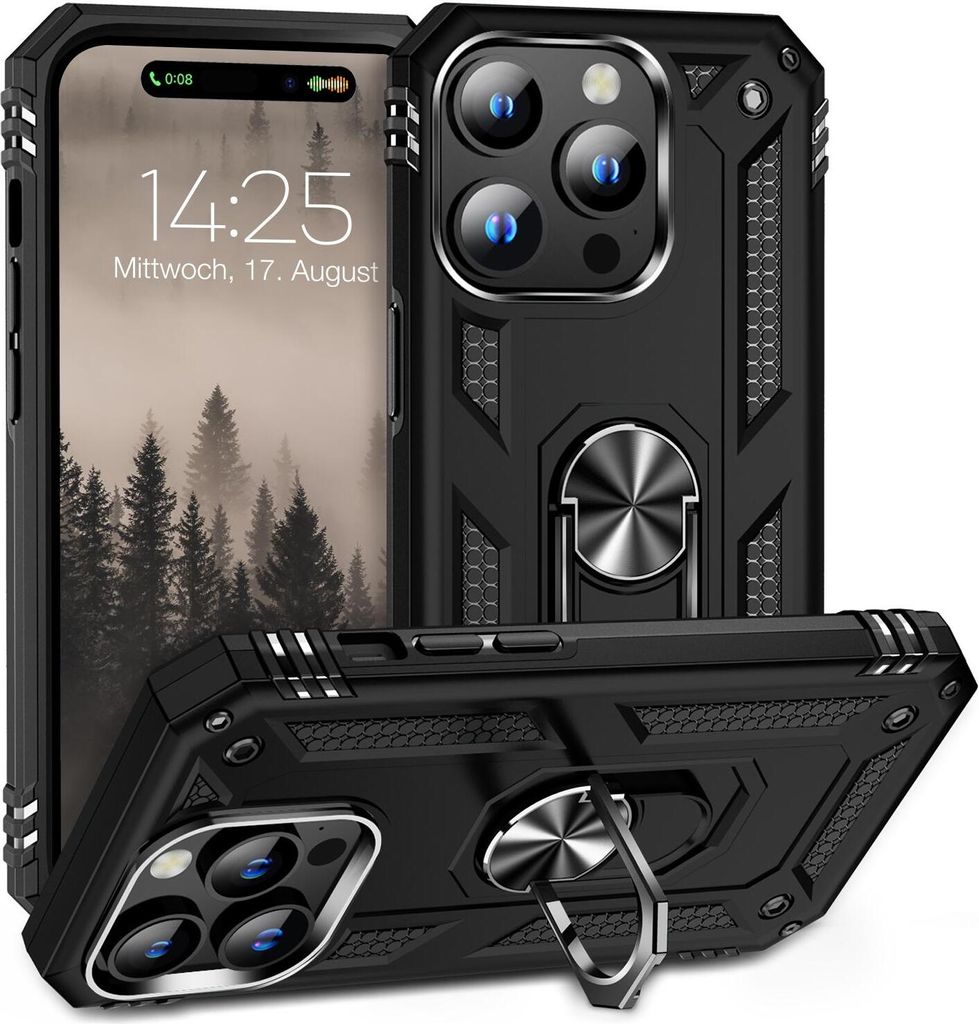 Armor Outdoor Handyhülle für Apple iPhone 15 Pro Handy Panzer Case Cover Schutzhülle Farbe: Schwarz