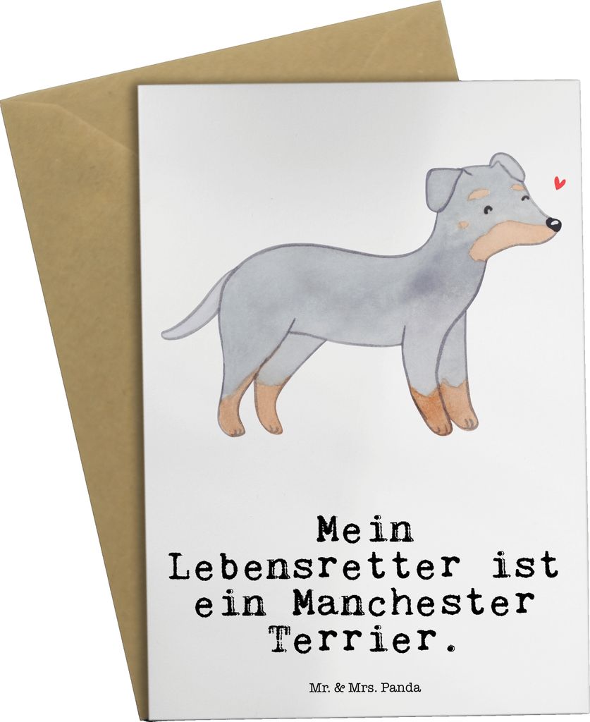 Mr. & Mrs. Panda Klappkarte Manchester Terrier Lebensretter - Weiß - Geschenk, Glückwunschkarte, dankeskarten, einladungskarten, weihnachtskarten...
