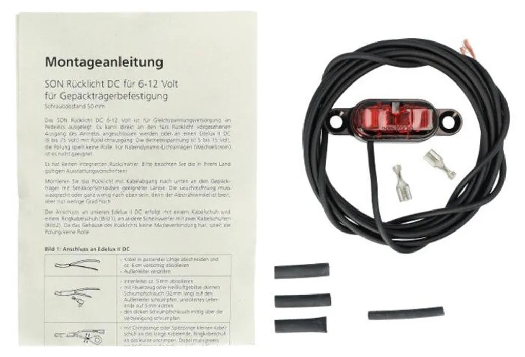 Feu arrière pour porte-bagages 12V LED 50mm SON noir spécial vélo
