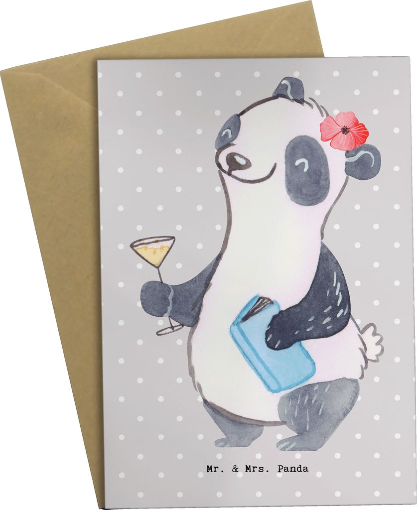 Mr. & Mrs. Panda babykarte Eventmanagerin Herz - Grau Pastell - Geschenk, Party, hochzeitskarten, Ladies Night, einladungskarten, Promoter, Grußka...
