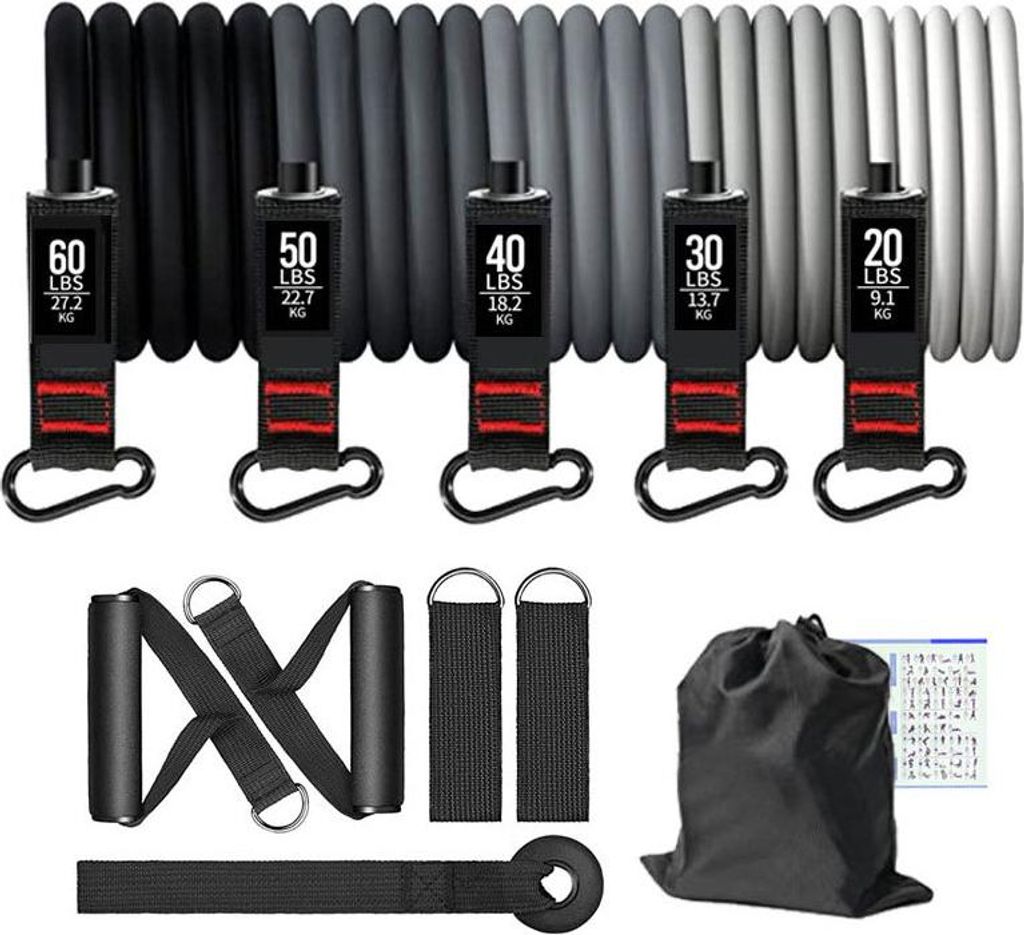 INF 11-teiliges Widerstandsband Set TPE 200lbs für Ganzkörpertraining