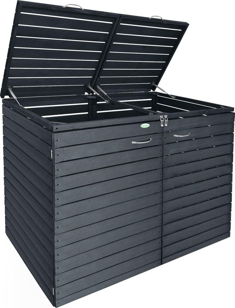 Endorphin Stabile Comfort Mülltonnengarage / Mülltonnenbox Anthrazit für 2x 240 L nachhaltig aus Holz