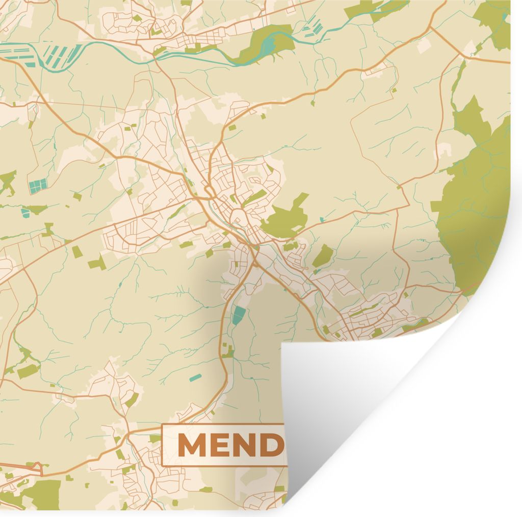 MuchoWow Wandtattoo Wandsticker Wandaufkleber Menden - Jahrgang - Stadtplan - Karte 80x80 cm Selbstklebend und Repositionierbar - Wierderverwendb...