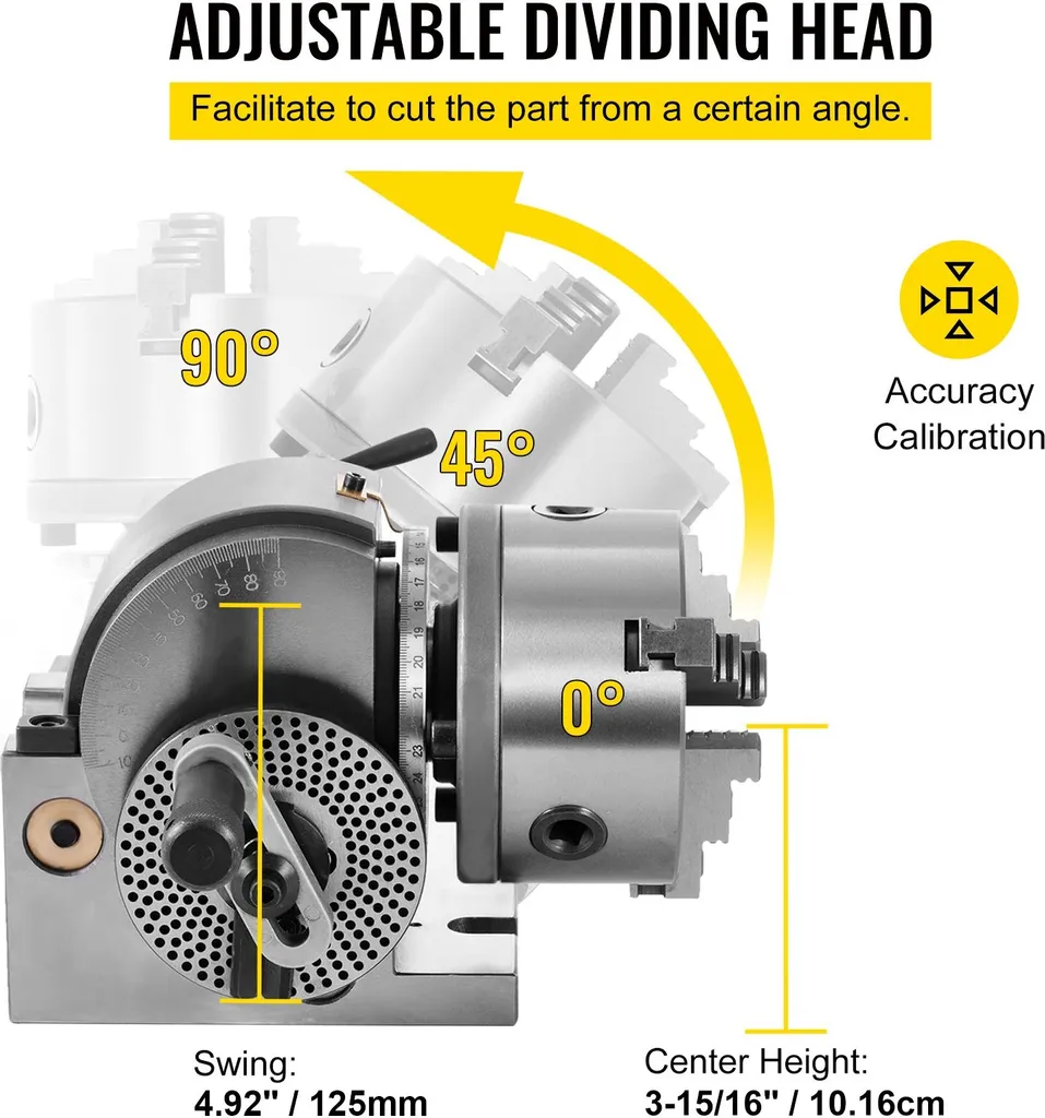 Diviseur avec mandrin à mors MT2 et table rotative indexable de 100mm - 4