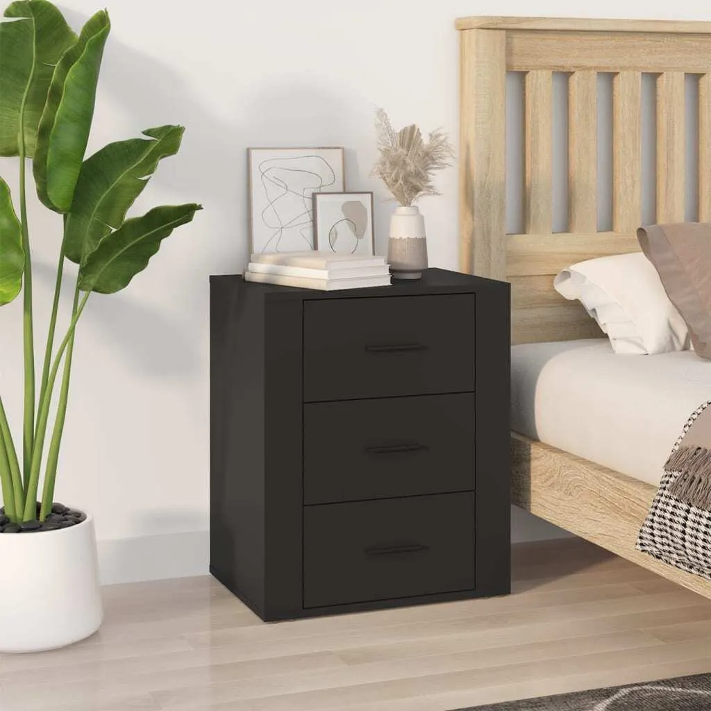 Table de chevet noire compacte pour gagner de la place dans la chambre