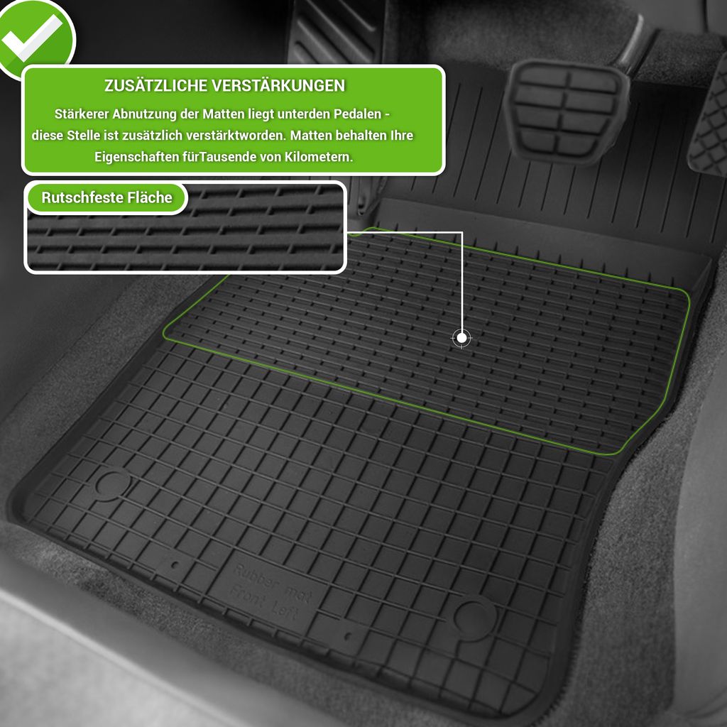 Fußmatte Gummimatten für Seat Ateca Allwetter Automatten Hoher Rand An